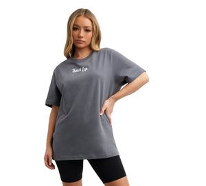 T-shirt long et ample de couleur gris fumée pour femmes, grande taille, vente en gros de t-shirts de sport pour femmes - Product Image 1