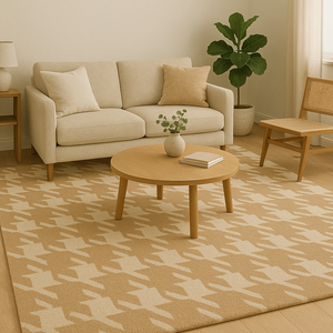 Custom Handmade Minimalist Wool Rug Abstract white Brown <b>Carpet</b> for Living Room & Bedroom Interiors for Home or Picnic - Product Image 1