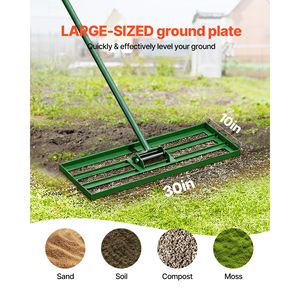 Rastrillo Nivelador de Jardín de Acero Reforzado de 78 Pulgadas con Mango Extendido, Herramienta Niveladora de Césped de 30x10 Pulgadas para Nivelar Céspedes - Product Image 2