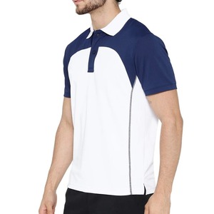 Camiseta de Cuello Alto para Hombre, con Bloques de Color, Manga Corta, Corte Regular, Ribete en Contraste, Tejido Transpirable, Estilo Casual, Blanco Marino - Product Image 4