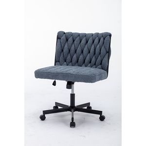 Modern Armless <b>Desk</b> Chair with Criss Cross Leg Wide Seat Home Office Work Meditation Wheels Included for Office Environment - Product Image 2