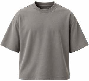 เสื้อยืดคอกลมแขนสั้นทรงโอเวอร์ไซส์แบบครอป สไตล์คอกลม - Product Image 1