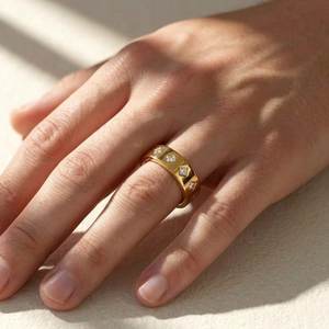 Anillo de Oro Sólido de 14K con Diamante de Corte Princesa de 2MM, Anillo de Boda de Lujo con Diamante Cultivado en Laboratorio para Hombre - Product Image 3