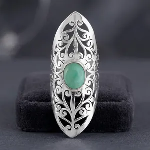925 Silver Vintage Filigree Ring With Tibetan Turquoise Gemstone Shield Shape Bezel Setting Unisex Everyday Wear Jewelry - Product Image 5
