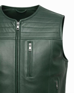 Smooth Finish Comfortable Fit Casual Apparel OEM Premium Men <b>Leather</b> <b>Vest</b> PU <b>Leather</b> Outerwear Sleeveless Construction - Product Image 6