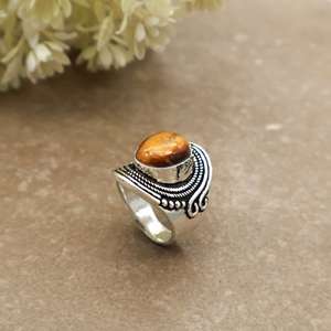 Vintage Natural <b>Tiger</b> <b>Eye</b> Bezel Set Statement <b>Ring</b> 925 Silver Plated Adjustable Band Antique Boho Ethnic Handmade Daily Wear - Product Image 4