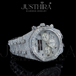 Reloj de Lujo con Diamantes de Moissanita y Cuarzo, Estilo Moderno y Elegante, de Buena Calidad, Estilo Hip Hop Urbano, Disponible en Grandes Cantidades, India - Product Image 4