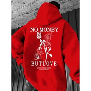 Sudadera con Capucha de Forro Polar para Hombre No Money Love Rose, 100% Algodón, Cómoda, Informal para Otoño - Product Image 2
