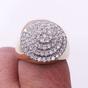Super Quality Round <b>Cluster</b> Diamond Ring with Multiple Rows Of Sparkling <b>Crystals</b> Set & Glossy Touch Perfect for Wedding Use - Product Image 1