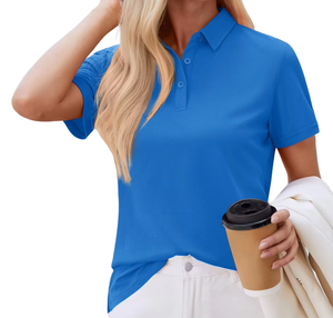 Vente en gros de polos personnalisés pour femmes, t-shirts à col pour femmes, polos vierges, hauts de golf respirants pour femmes, vêtements de sport à manches courtes, fabrication OEM - Product Image 2