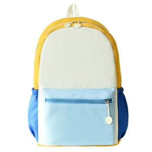 Sac à dos scolaire color block pastel pour adolescentes, léger, imperméable, avec poches latérales et double fermeture éclair - Product Image 5