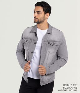 Veste en jean gris délavé pour homme 2026, col rabattu, style décontracté, fermeture à boutons simple, coupe droite, manches longues - Product Image 4
