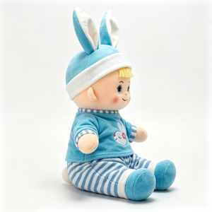 customized Blue bunny baby rag doll plush <b>toy</b>,toddler <b>soft</b> comfort doll, plush baby doll with bunny ear hat,<b>stuffed</b> bedtime doll - Product Image 5