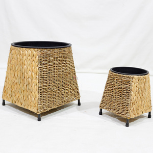 Handmade Eco-Friendly Water Hyacinth <b>Planters</b> Black <b>Plastic</b> Pot Modern Minimalist Design Garden Outdoor Home - Product Image 5