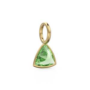 Pendentif Breloque en Or Jaune Massif 14 carats avec Péridot 5mm / Pierre de Naissance d'Août / Pierre Précieuse Verte Taille Trillion - Product Image 5