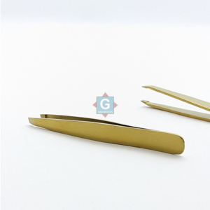 Pince à épiler de luxe pour sourcils avec pointe inclinée en acier inoxydable, logo et emballage personnalisés en or rose - Product Image 4