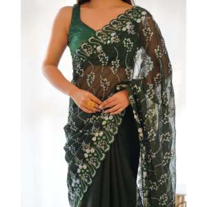 Diseñador Secuencia Bordado Vestido de noche Ropa de fiesta Sari con adornos elegantes - Product Image 2