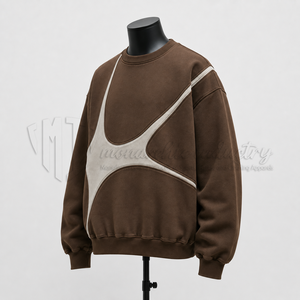 Sudadera de Cuello Redondo para Hombre, Color Marrón, Diseño de Bloques de Color, Corte Holgado, Manga Regular, Estilo Minimalista - Product Image 3