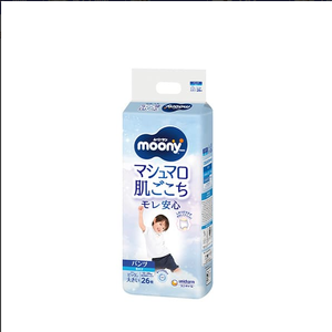 Pañales Suaves Moony Marshmallow Hechos en Japón para Niños, Talla XXL 26, Paquete Minorista, Venta al por Mayor, Exportación a Granel, Pañales para Bebés, Pañales Pull-Up, Cuidado Suave - Product Image 1