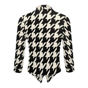 Blazer a Cuadros de Alta Calidad Personalizado para Mujer, con Mangas Fruncidas, Tejido Sintético Resistente, Chaqueta Profesional para Oficina - Product Image 4