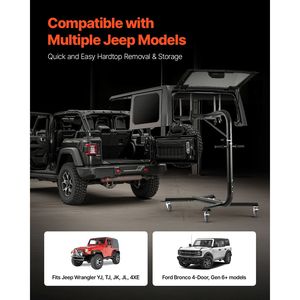 Sistema di Sollevamento e Rimozione Hardtop per Jeep Wrangler, Facile Utilizzo Monopersonale, Capacità 200 Libbre, Compatibile con Jeep Wrangler - Product Image 2