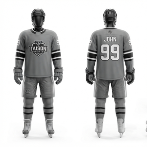 Uniforme de hockey sur glace unisexe, 240g, polyester tricoté de qualité supérieure, logo personnalisé par transfert thermique, respirant, manches courtes, taille plus - Product Image 1