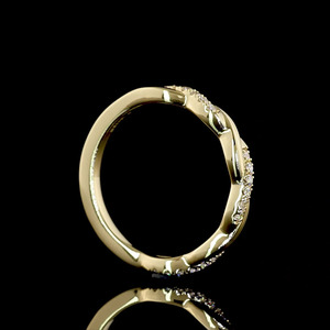 แหวนแต่งงานทรงคลื่นเพชรเพาะเลี้ยงทรงกลม ทอง 10K 14K 18K เงิน 925 935 - Product Image 4