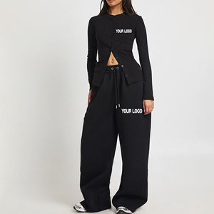 Top Trending Women's Two Piece <b>Knitted</b> <b>Set</b> Long Sleeve Top Wide Leg Pants Solid Color Loose Fit All Seasons Casual - Product Image 4