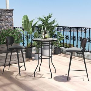 38-Inch Patio Bar <b>Table</b> with Durable Tempered Glass Top Elegant <b>Outdoor</b> Bar <b>Tables</b> - Product Image 3