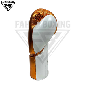 Gants de boxe d'entraînement unisexes personnalisés en cuir de vachette véritable, couleur contrastée orange et blanc, haute qualité, à lacets, doigts entièrement couverts - Product Image 5
