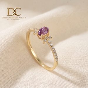 Bague de fiançailles en or jaune massif 14 carats certifiée IGI pour femme, avec diamant de laboratoire et alexandrite, style papillon, vente en gros - Product Image 2