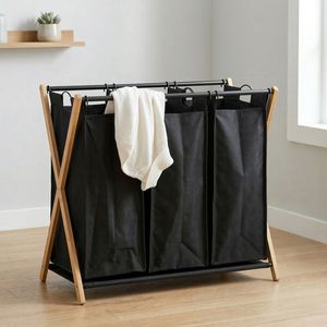 Oferta de Black Friday en eBay: Cesto de Ropa Plegable de Hierro Fundido Moderno de Dos Niveles y Organizador de Ropa - Product Image 1