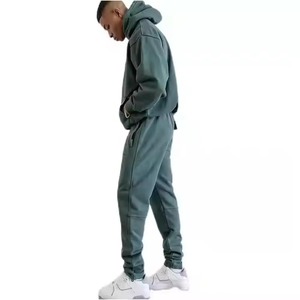 Conjunto Deportivo con Capucha para Hombre, Color Verde Oscuro, Sudadera de Algodón Larga, Pantalones Jogger, Color Sólido, Ropa Casual de Otoño, Corte Holgado, OEM - Product Image 2