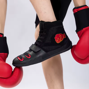 Zapatos de Lucha Libre para Hombre, de Caña Alta, con Parte Superior de Malla Negra y Suela de Goma, Calzado de Entrenamiento de Combate para Gimnasio y Ring - Product Image 3