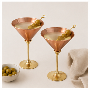 Copa de Martini de Cobre de Lujo con Tallo de Latón Chapado en Oro, Hecha a Mano, Irrompible, para Bodas, Fiestas y Hoteles - Product Image 2