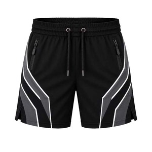 Shorts décontractés pour hommes à taille mi-haute avec cordon de serrage, couleur unie, en coton, avec poches, en tissu tricoté respirant - Product Image 1