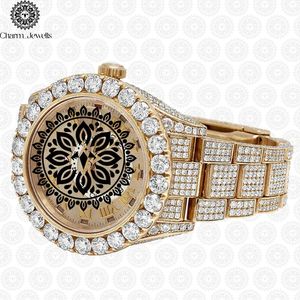 Charm_Jewells Luxury Women's Yellow Gold <b>Diamond</b> <b>Watch</b> Round Analog Quartz Butterfly Clasp 18mm Band 25cm Length - Product Image 3