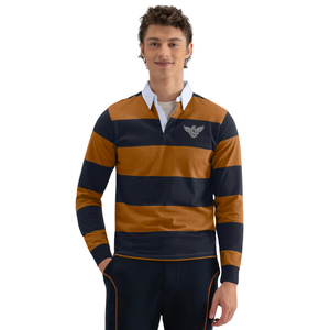 Men's Long Sleeve Rugby for Shirt Polyester/Cotton Wide Striped Casual Regular Fit <b>Classic</b> Collar Soft Everyday Wear Golf - Product Image 1