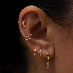 Pendientes de Oro Sólido de 14k con Diamante Cultivado en Laboratorio, Corte Marquesa, Joyería Fina, Piercing con Diamante de Laboratorio para Mujer, Joyería con Diamantes Cultivados en Laboratorio - Product Image 2