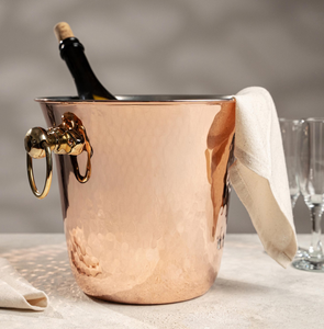 Diseño de cobre vintage Acabado Doble pared Cubo de hielo martillado Botella de cerveza Enfriador Hecho en metal de acero inoxidable - Product Image 4