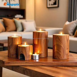 Cozy Home Decor Premium Eco-Friendly Acacia Wood <b>Candle</b> Jar Holder Handmade Rustic Round <b>Winter</b> Nights Relaxing Atmosphere Gift - Product Image 5