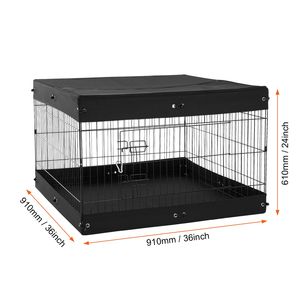 Recinto Pieghevole in Metallo a 4 Pannelli con Motivo Solido per Cani, 24 x 36 Pollici, Box per Animali Domestici con Porta e Copertura Superiore per Interni ed Esterni, Adatto anche per Gatti - Product Image 1