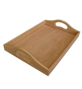 Plateau de service rectangulaire créatif en bois d'acacia nordique avec poignées métalliques, moderne, écologique et multifonctionnel, fourni par les fabricants. - Product Image 5