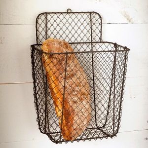 Rustic Metal Wire Bread <b>Basket</b> Hanging <b>Storage</b> For Kitchen Food Display <b>Rectangle</b> Shape - Product Image 1