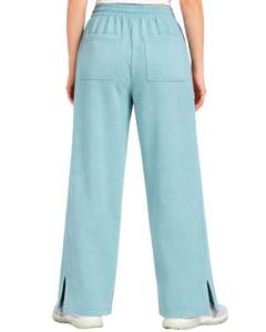 Pantalones Deportivos Anchos para Mujer, Color Verde Azulado, Cintura Elástica con Cordón, Corte Holgado Informal, Pierna Recta, Suaves y Cómodos para Estar en Casa - Product Image 2