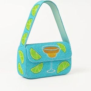 Bolso de Hombro Artesanal con Cuentas, Tipo Clutch Cuadrado, Diseño Cóctel de Limón, Ligero, con Cierre de Cremallera, para Uso Diario, para Mujer - Product Image 1