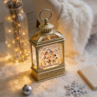Farol de Agua Acrílico con LED, Globo de Nieve Navideño con Escena de la Sagrada Familia Iluminada, Decoración Navideña para Puerta