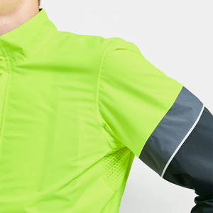 Men's Lime Green Windproof <b>Racer</b> <b>Jacket</b> With Black Color Blocking And Zipper Closure For Spring Outdoor Activities - Product Image 4