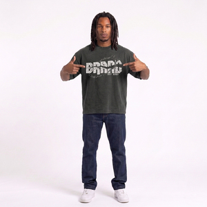 T-shirt personnalisé noir pour homme à manches courtes avec logo fil barbelé, style urbain, coupe classique, col rond, en jersey de coton imprimé - Product Image 6
