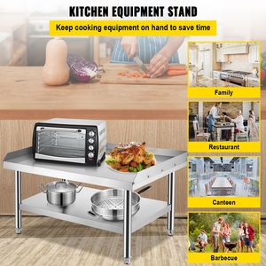 Table de cuisson professionnelle en acier inoxydable 48 x 30 x 24 pouces avec support de grill réglable et rangement sous le plateau - Product Image 2
